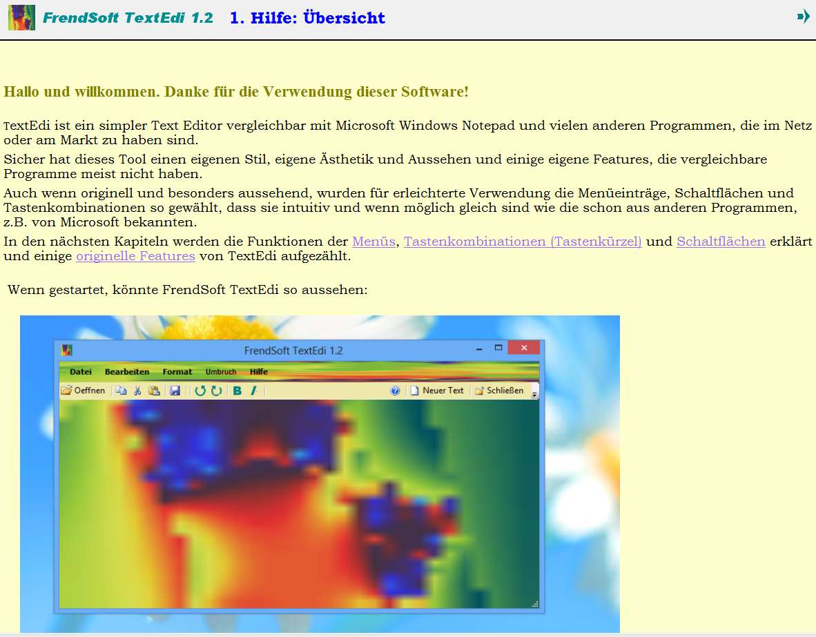 TextEdi Hilfe-Seite